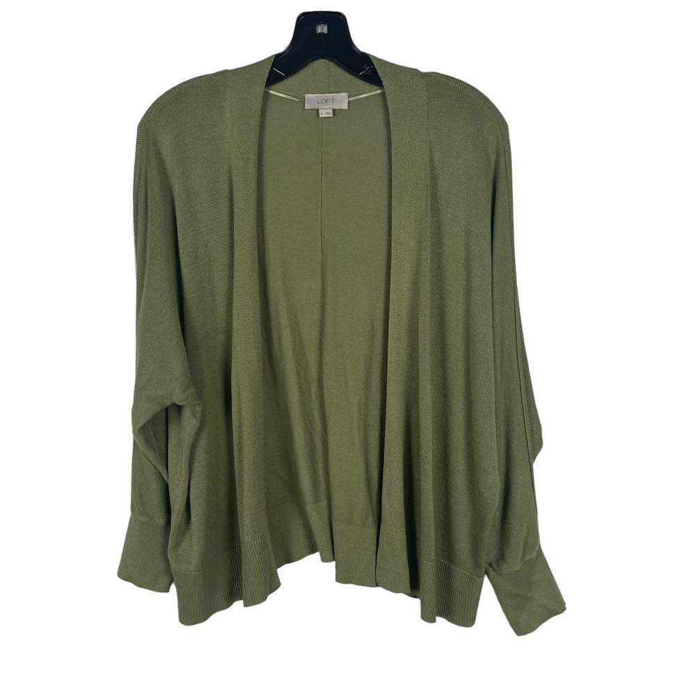 LOFT outlet green open flyaway cardigan sweater woman's size XL casual modest